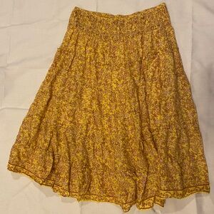 Max Studio Yellow Floral Skater Skirt